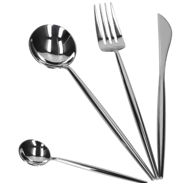 Set tacamuri 24 piese stil portughez otel inoxidabil culoare ARGINTIU