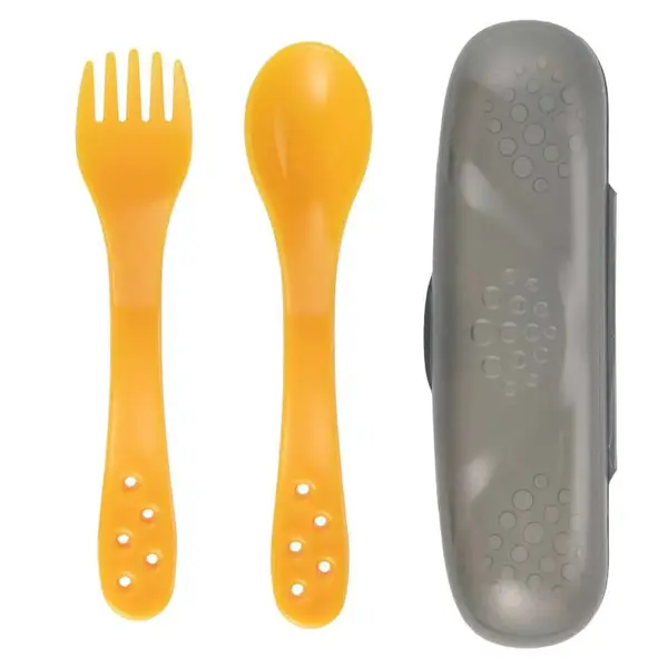 Set tacamuri cu cutie de calatorie Canpol 3 piese Portocaliu