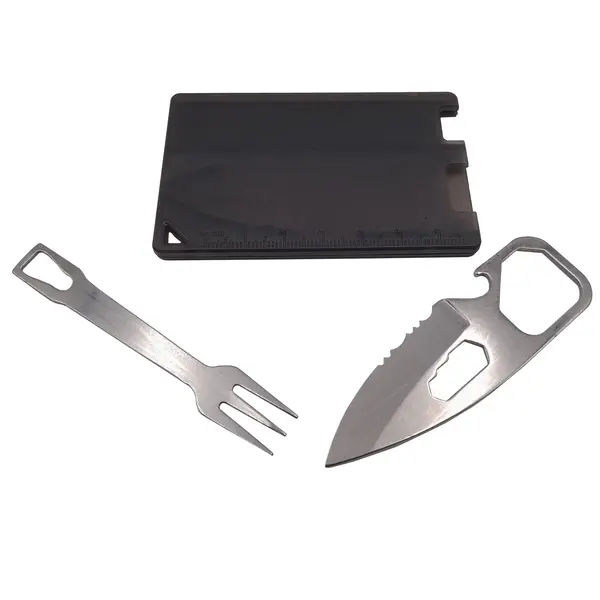 Set tacamuri pentru camping si drumetii DEPOX , cutit si furculita, multifunctional, 8.5 cm