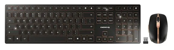 Set tastatură și mouse Cherry – DW 9100 Slim, negru/auriu