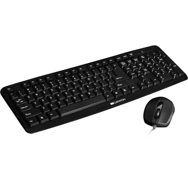 Set tastatura si mouse cu fir Canyon CNE-CSET1-UK/US, Senzor optic, 800 DPI, Negru