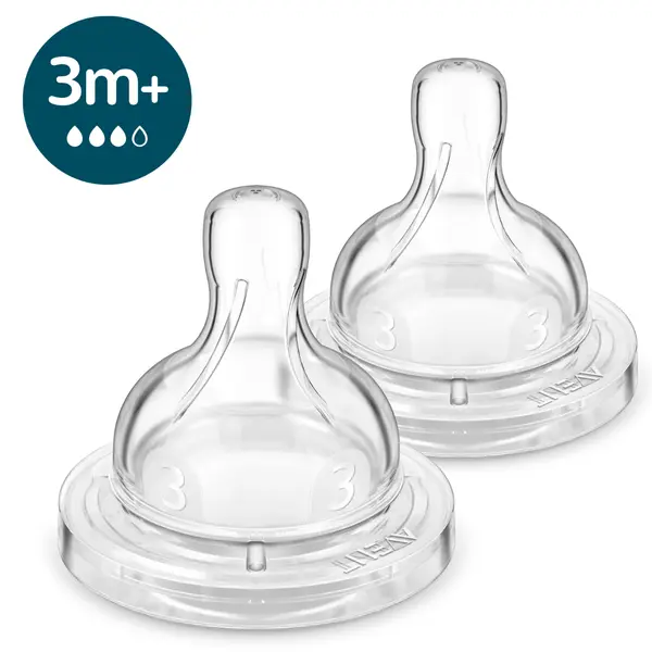Set tetine cu debit mediu pentru +3 luni Classic SCY763/02, 2 bucati, Philips Avent