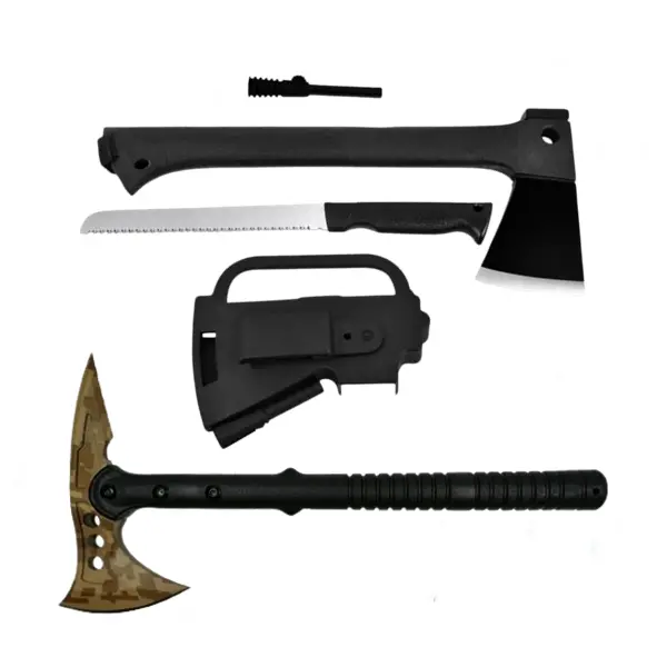 Set Topor multifunctional si Topor Desert Camo, DEPOX , negru, 39 cm