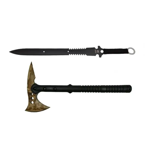 Set topor si sabie de vanatoare, DEPOX , Desert Camo, 39 cm