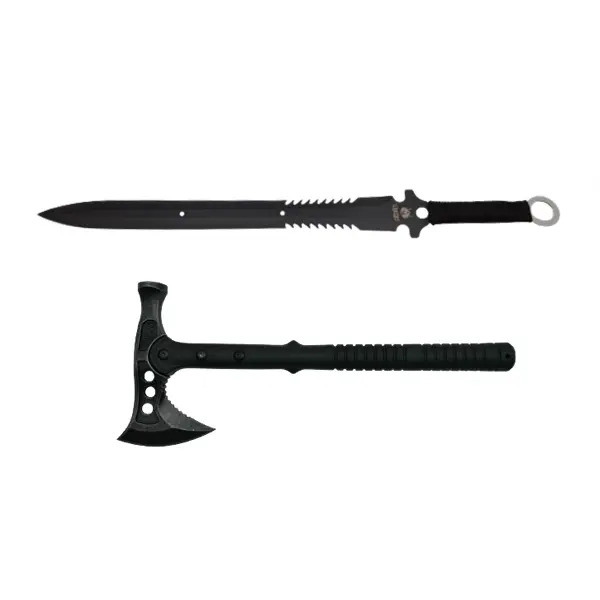 Set topor si sabie de vanatoare, DEPOX , negru, 39 cm, teaca inclusa