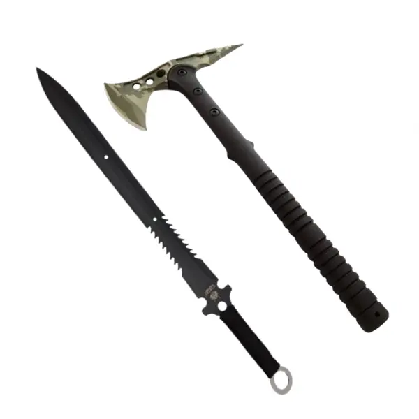 Set topor si sabie de vanatoare, DEPOX , otel inoxidabil, 40 cm, teaca inclusa