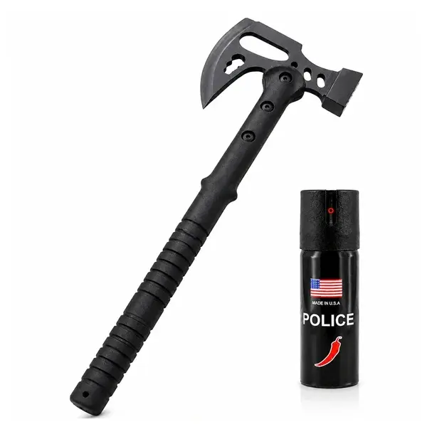 Set topor si spray paralizant chili, DEPOX , otel inoxidabil, negru, 42 cm 60 ml