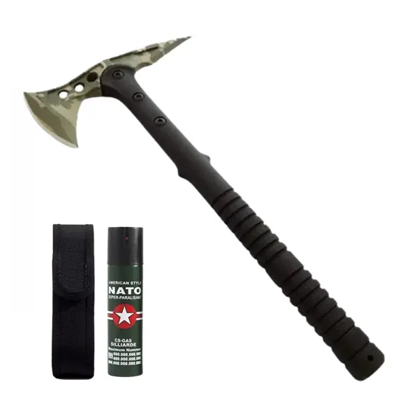Set topor si spray propulsie jet DEPOX , otel inoxidabil, verde, 40 cm 60 ml, negru, husa inclusa