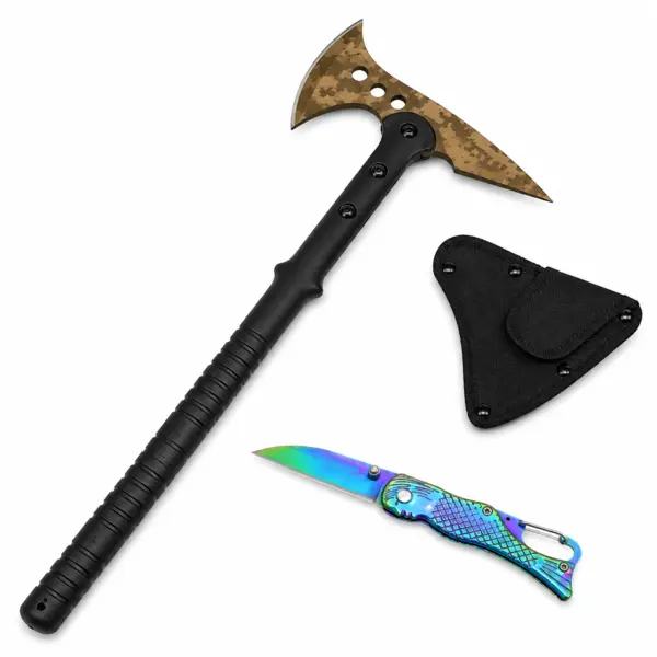 Set topor Survivor si briceag sirena rainbow DEPOX , Desert Camo, 39 cm 15 cm