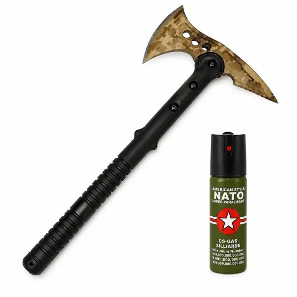 Set topor survivor si spray autoapărare cu jet, DEPOX , 39 cm 60 ml