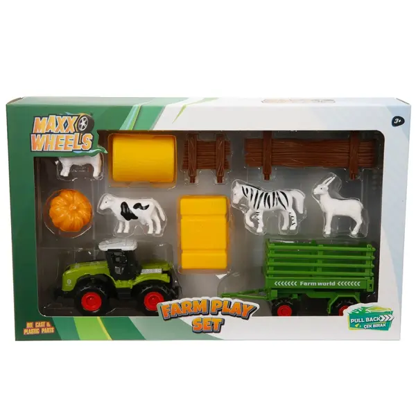 Set tractor cu accesorii agricole, Maxx Wheels, Remorca