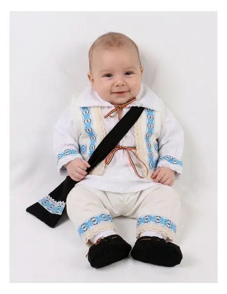 Set Traditional 6 piese, Armand, alb-blue