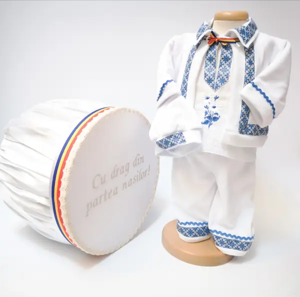 Set Traditional Botez - Costumas baiat Cutie trusou albastru