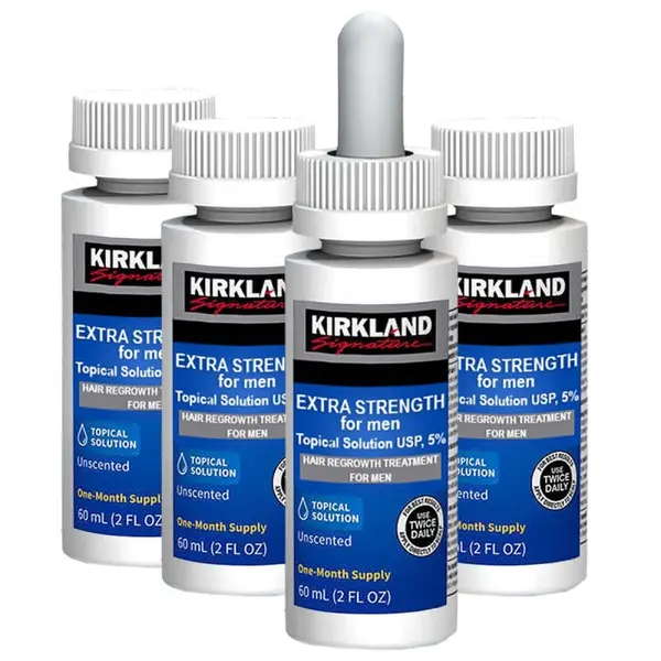 Set Tratament, Kirkland, Minoxidil 5%, Stimuleaza Cresterea si Opreste Caderea Parului, Pipeta Inclusa, 4 x 60ml