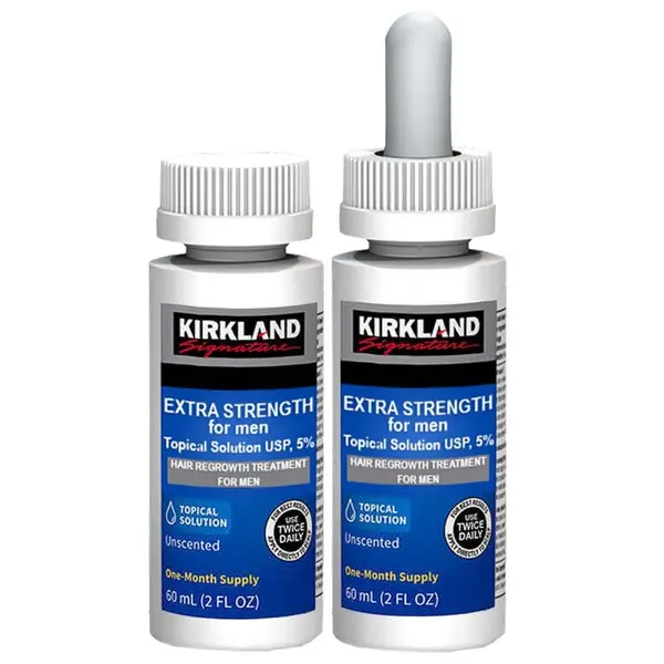 Set Tratament, Kirkland, Minoxidil 5%, Stimuleaza Cresterea si Opreste Caderea Parului, Pipeta Inclusa, 2 x 60ml