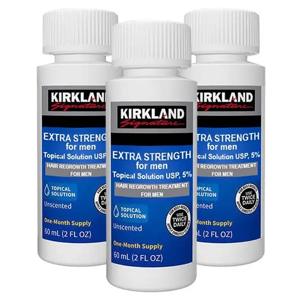 Set Tratament, Kirkland Signature, Minoxidil 5%, pentru Stimularea Cresterii Parului si a Barbii, Pipeta Inclusa, 3 x 60ml