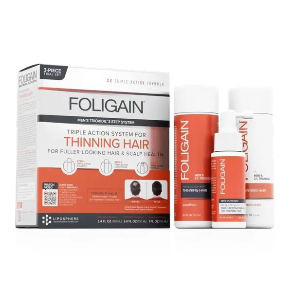 Set Tratament pentru Par, Foligain, Thinning Hair, impotriva Caderii Parului, Sampon 100ml, Balsam 100ml, Lotiune 30ml