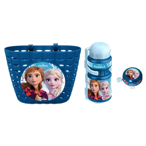 Set trei accesorii pentru bicicleta copii, cos, sonerie si sticla apa, multicolor, Frozen Engros