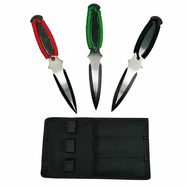 Set trei cutite de aruncat DEPOX , Three Brothers, multicolor, otel inoxidabil, 18.5 cm