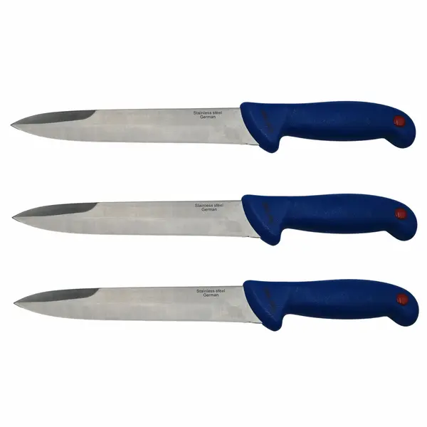 Set trei cutite de injunghiat DEPOX , Chef s Blade, otel inoxidabil, 32 cm, albastru