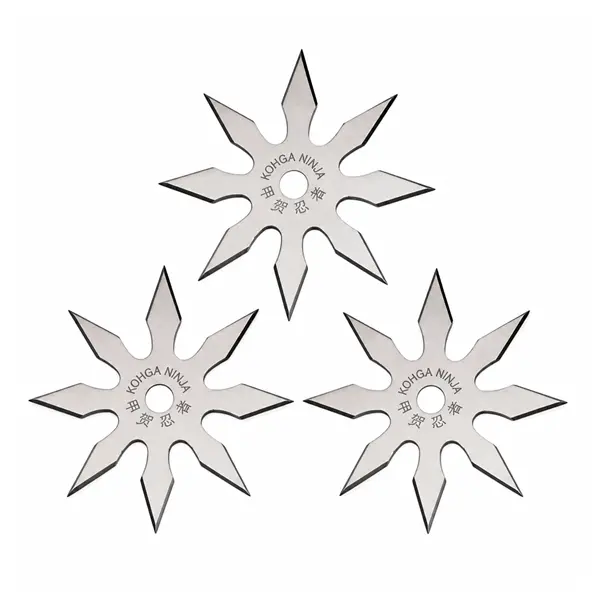 Set trei stele de aruncat, 8 colturi, otel inoxidabil, 10 cm , argintiu