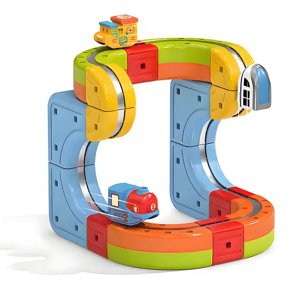 Set tren cu traseu magnetic si circuit 3D - 18 piese