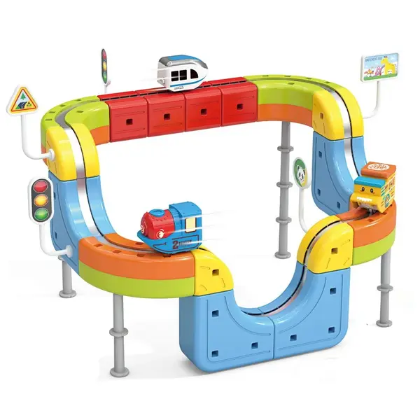 Set tren cu traseu magnetic si circuit 3D - 35piese