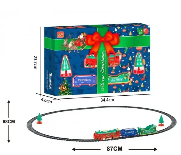 Set Trenulet Electric cu Motiv de Craciun - 3+