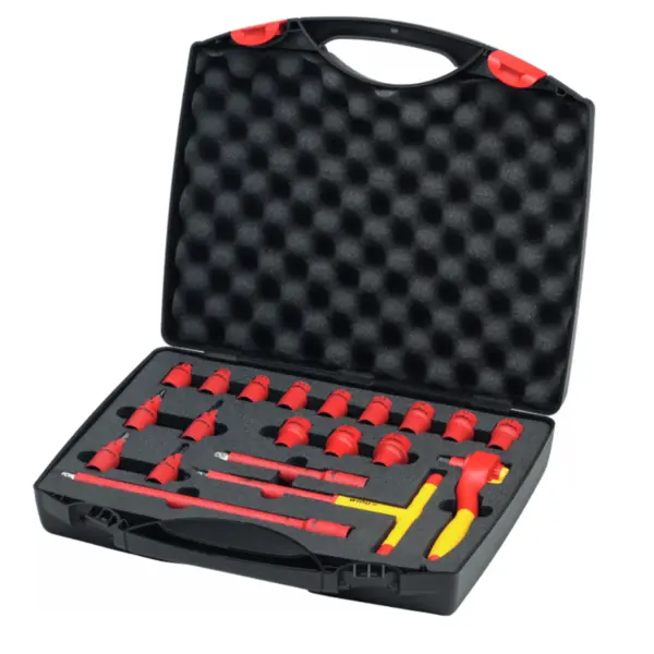Set tubulare izolate VDE, antrenor cu clichet 3 8 , 20 piese - Wiha 43023