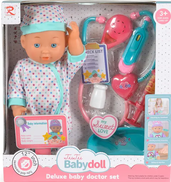 Set Tutu Love - Păpușă-bebeluș cu stetoscop și sunet, Dotts, 31 cm