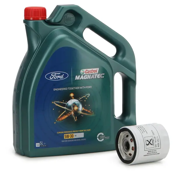 Set Ulei Motor Castrol Magnatec Ford 5W-30 A5 5L 15D5E8 + Filtru Ulei Motor Oe Ford C-Max 2 2012 2468342