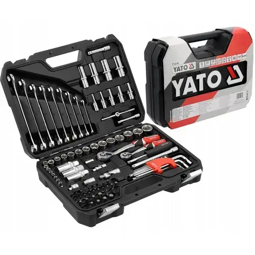 Set unelte YATO YT-38785, 1/4inch 3/8inch 92 elemente, din otel, cutie organizare