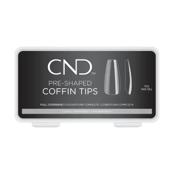 Set unghii false CND Pre Shaped Tips Coffin Balerina 100buc