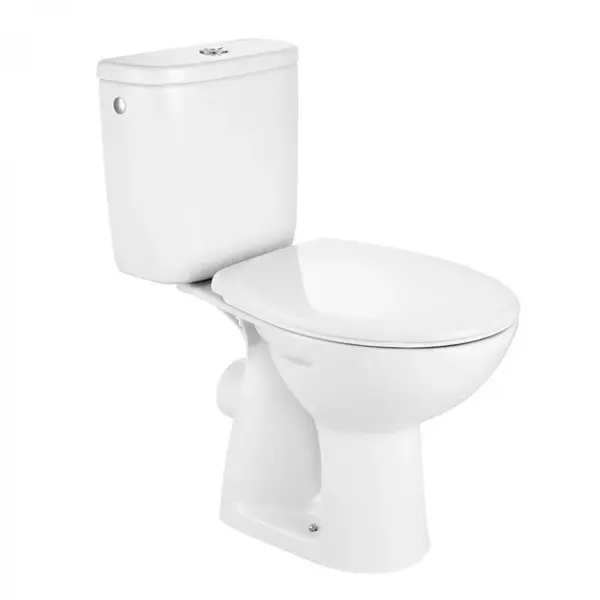 Set vas WC Roca Adele A34P195002, montare pe podea, evacuare orizontala, capac SoftClose, Alb