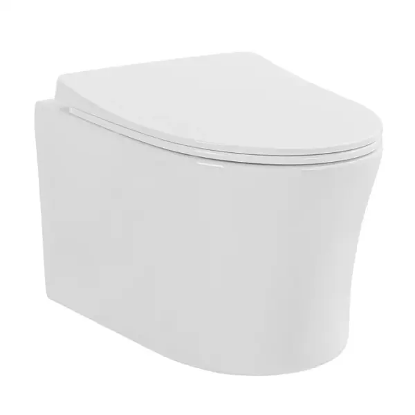 Set vas wc suspendat, rimless, cu capac soft close si quick release, alb, Fluminia, Isolda