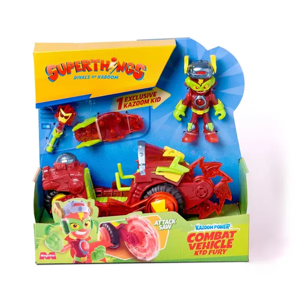 Set vehicul cu figurina Superthings, Kazoom Power, Kid Fury