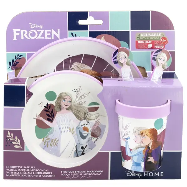 Set vesela 5 piese, anti-alunecare, fara BPA, compatibil la microunde, Trust, Frozen Engros