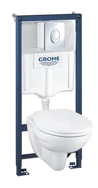 Set WC Grohe, cadru, WC Sanita, Rimless, clapeta crom, 36502000
