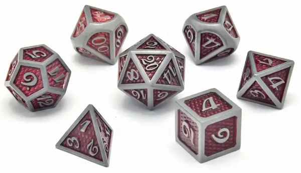 Set zaruri GlassStaff - Metal RPG Dice Set, Fiery Fate (7 buc.)
