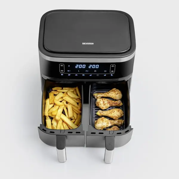 SEVERIN Friteuza Severin FR 2453, 8 programe automate, 80-200C, 2x3, 25l, Negru