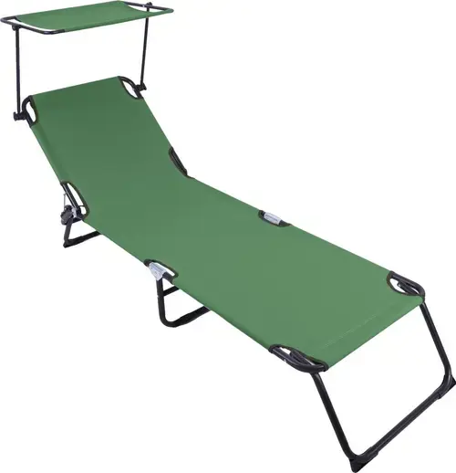 Sezlong cu parasolar HEINNER DSZP011, 186 x 55 x 24 cm, Verde