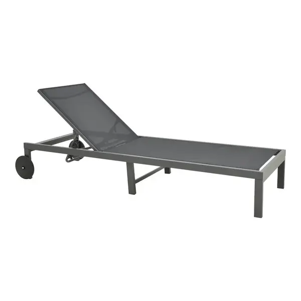 Șezlong Mailo, Aluminiu alb și Textilena, Bej, 71x206x30 cm