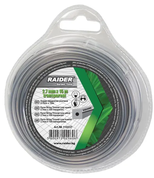 Sfoară pentru trimmer Raider - 110237, Pătrată întărită , 2.7 mm x 15 m