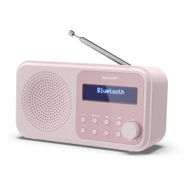 Sharp Radio portabil digital Sharp Tokyo DR-P420, FM/DAB/DAB+, Bluetooth 5.0, Alimentare prin USB sau baterii, Roz