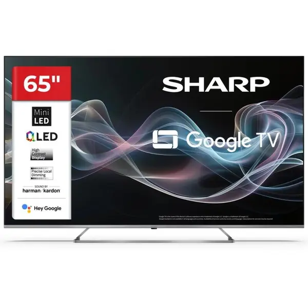 Sharp Televizor Sharp 65JP7265E, 65 (164cm), 4K Ultra HD, QLED MiniLED, Google TV, sistem sunet Harman/Kardon, Negru