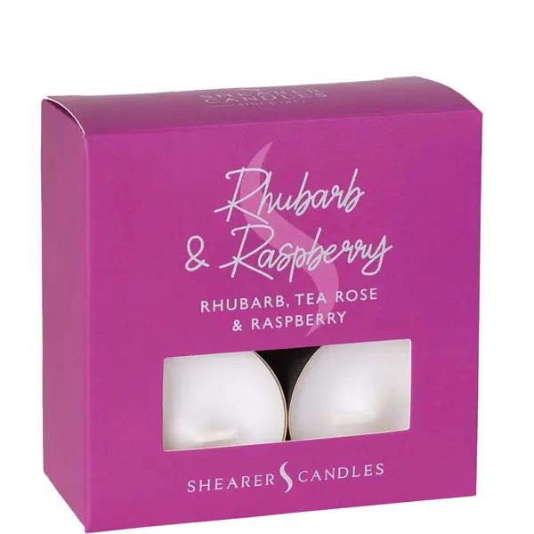 Shearer Candles Rhubarb and Raspberry Scented Tea Lights Pack of 8