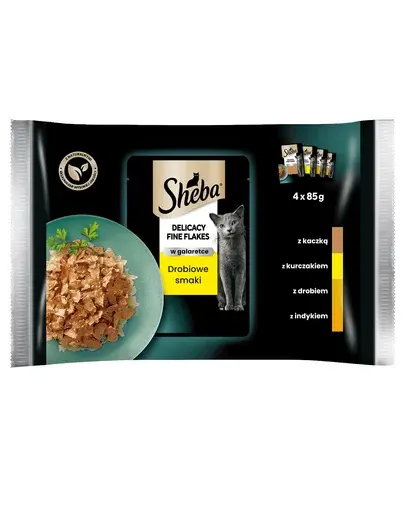 SHEBA Delicacy Plicuri hrana umeda in aspic, cu pasare pentru pisici 4x85g