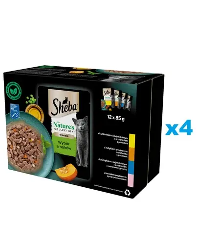 SHEBA Nature’s Collection 48x85g hrana umeda pisici, 4 sortimente in sos