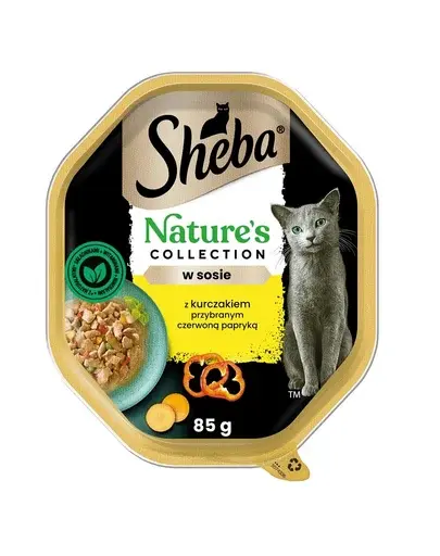 SHEBA Nature's Collection 85 g Mancare umeda pisica adulta, cu pui si ardei in sos