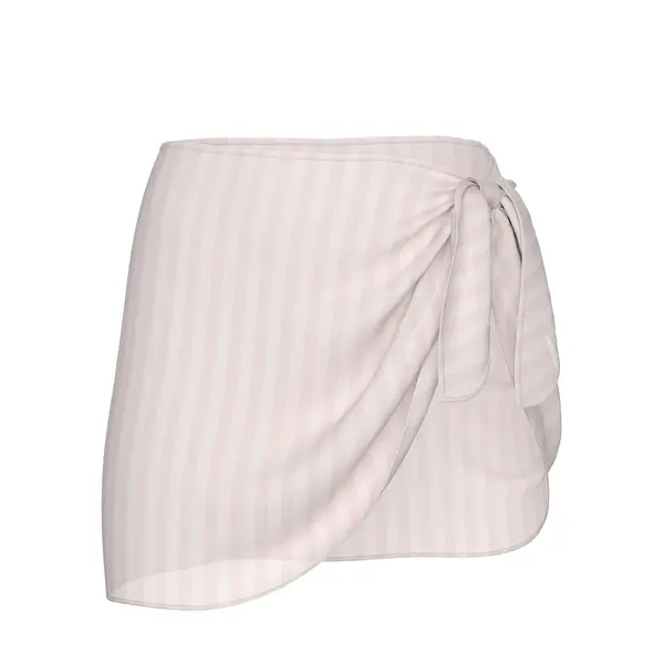 Sheer crinkle mini sarong - iconic pink stripes Xs